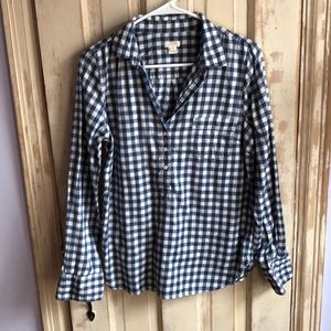 J crew flannel gingham 3/4 sleeve top Sz s